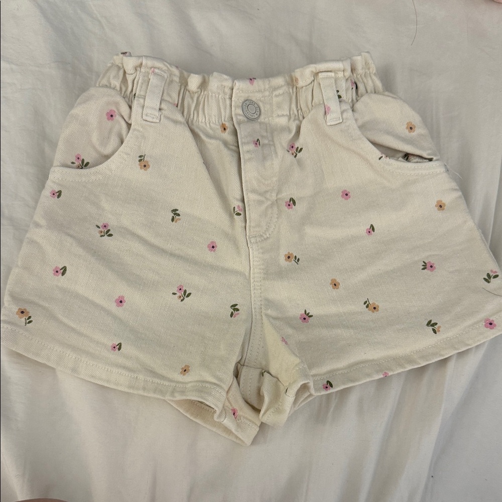 Zara Kids Cream Floral High Waist Shorts